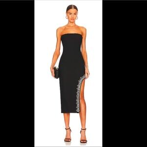 Cinq a Sept Sammy Black Strapless Rhinestone Dress